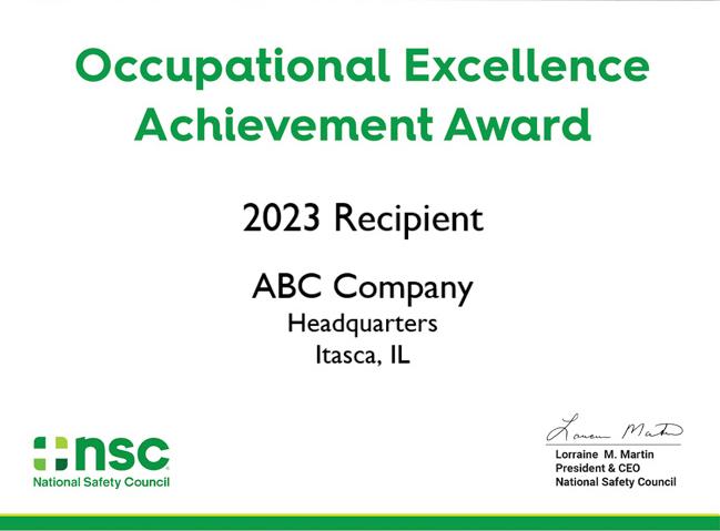 Occupational Excellence Certificate product image